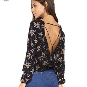 FREE PEOPLE TOP ELSA OPEN BACK LONG SLEEVE BLACK XS